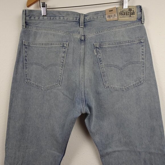 Levi's Silvertab Straight Jeans Men's Size 36x32 Blue Denim Distressed Relaxed - Picture 6 of 11